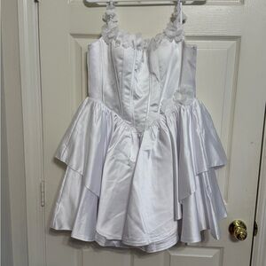 White Floral Wedding Reception Dress